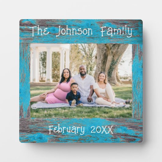 Rustikales, blaues, gestörtes Foto Fotoplatte (Vorderseite)