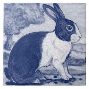 Rustikales blaues holländisches Kaninchen Delft Vi Fliese