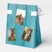 Rustikales blaues Holz 4 Fotos Hochzeit Geschenkschachtel (Rückseite)