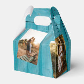 Rustikales blaues Holz 4 Fotos Hochzeit Geschenkschachtel (Rückseite)