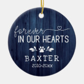 Rustikales blaues Holz für immer in unserer Herzkl Keramik Ornament (Vorne)