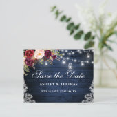 Rustikales blaues Holz Leuchten Jars floral Save t Ankündigungspostkarte (Stehend Vorderseite)