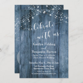 Rustikales blaues Holz & Lichter feiern mit uns Einladung