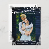 Rustikales blaues Holz mit Streichleuchten Save th Postkarte (Vorne/Hinten)