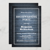 Rustikales blaues Holz Party Einladung (Vorne/Hinten)