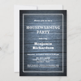 Rustikales blaues Holz Party Einladung