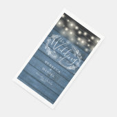 Rustikales blaues Holz-Streichellicht Blumenzehen Serviette (Ecke)