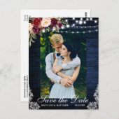 Rustikales blaues Holz und blühende Lichter stehen Postkarte (Vorne/Hinten)