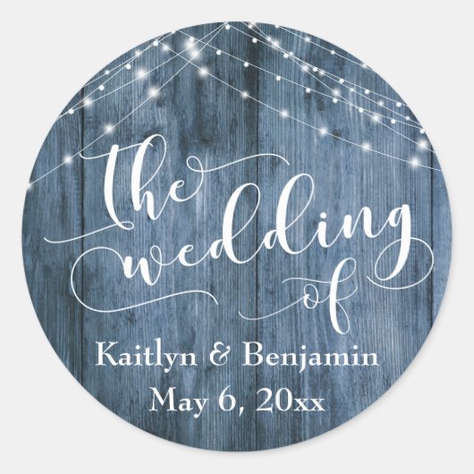 Rustikales blaues Holz und weiße helle Streichhölz Runder Aufkleber (Vorderseite)