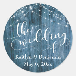 Rustikales blaues Holz und weiße helle Streichhölz Runder Aufkleber