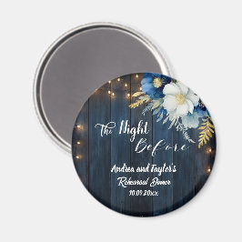 Rustikales blaues Holz Weiße Gastgeschenk Hochzeit Magnet