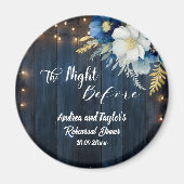 Rustikales blaues Holz Weiße Gastgeschenk Hochzeit Magnet (Vorne)