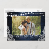 Rustikales blaues Holzleuchten Spitzen-Foto Save t Postkarte (Vorne/Hinten)