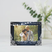 Rustikales blaues Holzleuchten Spitzen-Foto Save t Postkarte (Stehend Vorderseite)