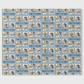 Rustikales blaues Imitat Denim 4 Foto Hundehund Na Geschenkpapier (Flach)