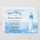 Rustikales blaues Leuchtturm-Brautparty Einladung (Vorderseite)