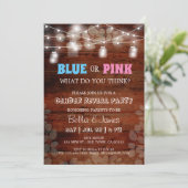 Rustikales blaues oder rosa Geschlecht offenbart P Einladung (Stehend Vorderseite)