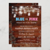 Rustikales blaues oder rosa Geschlecht offenbart P Einladung (Vorne/Hinten)