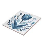 Rustikales blaues Tulip Blume Folk Botanisches Des Fliese (Seite)