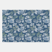 Rustikales blaues und Aquamarines Blumenmuster Geschenkpapier Set (Vorderseite 3)