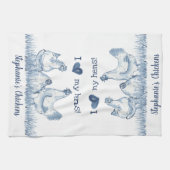 Rustikales Blaues und Weißes Huhn, Personalisiert Geschirrtuch (Horizontal)