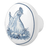 Rustikales Blaues und Weißes Hühnerhennei - Land N Keramikknauf (Rechts)