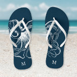 Rustikales Blaues Vintages Octopus Monogramm Badesandalen<br><div class="desc">Maßgeschneiderte gedreht Flop-Sandalen mit einer rustikalen nautischen Vintagen Oktopus-Abbildung und einem eigenen Monogramm oder anderem Text. Klicken Sie auf Anpassen,  um Schriftart und Farben zu ändern oder eigene Bilder hinzuzufügen,  um ein einzigartiges Design zu erstellen!</div>