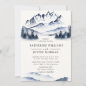 Rustikales blaues Wasserfarbengebirge Hochzeit Ein (Vorderseite)