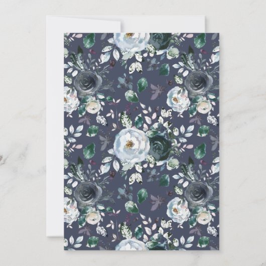 Rustikales blaues Wasserfarbenherz Hochzeit Einladung (Rückseite)