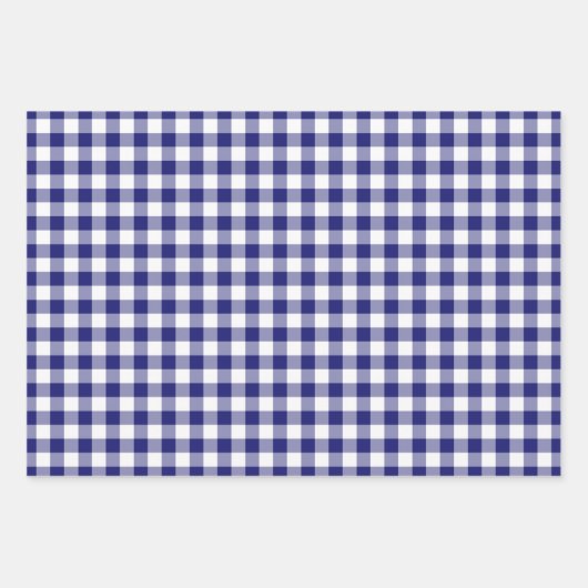 Rustikales blaues weißes Gingham-Muster Geschenkpapier Set (Vorderseite 2)