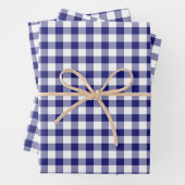 Rustikales blaues weißes Gingham-Muster Geschenkpapier Set (Beispiel)