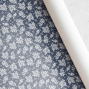Rustikales blaues Winterlaub Weihnachten Geschenkpapier