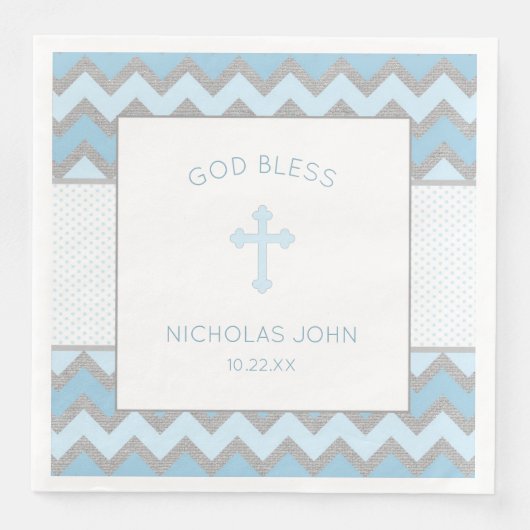 Rustikales blaugraues Taufen Christening Napkin Serviette (Vorderseite)