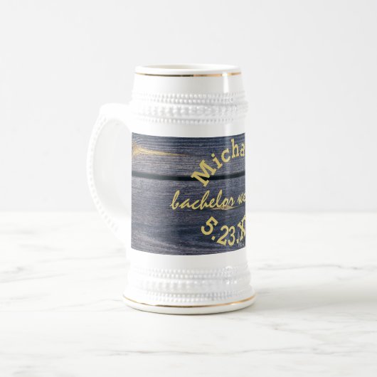 Rustikales Blauholz | Bachelor Weekend Monogram Bierglas (Vorderseite Links)