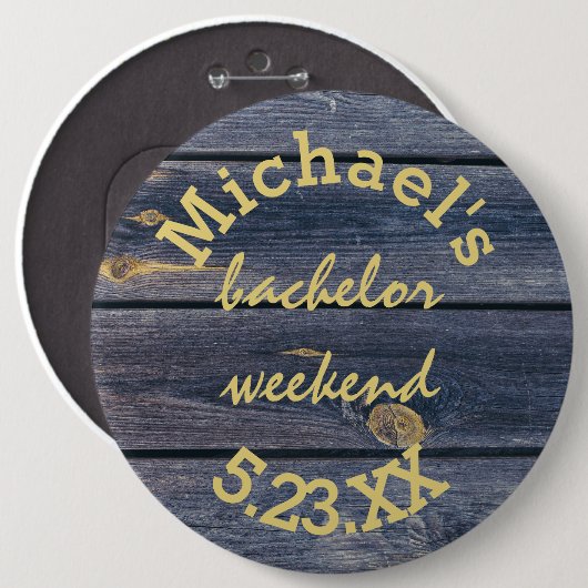 Rustikales Blauholz | Bachelor Weekend Monogram Button (Vorne & Hinten)