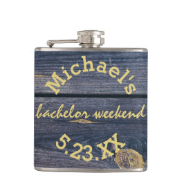 Rustikales Blauholz | Bachelor Weekend Monogram Flachmann