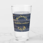 Rustikales Blauholz | Bachelor Weekend Monogram Glas (Vorderseite)