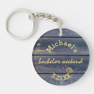 Rustikales Blauholz   Bachelor Weekend Monogram Schlüsselanhänger