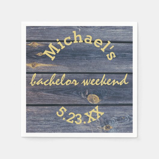 Rustikales Blauholz | Bachelor Weekend Monogram Serviette (Vorderseite)