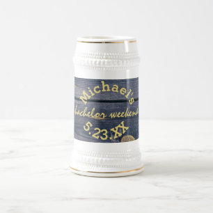 Rustikales Blauholz Junggesellen-Wochenende-Mono Bierglas