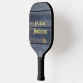 Rustikales Blauholz | Modernes Monogramm Pickleball Schläger (Links)