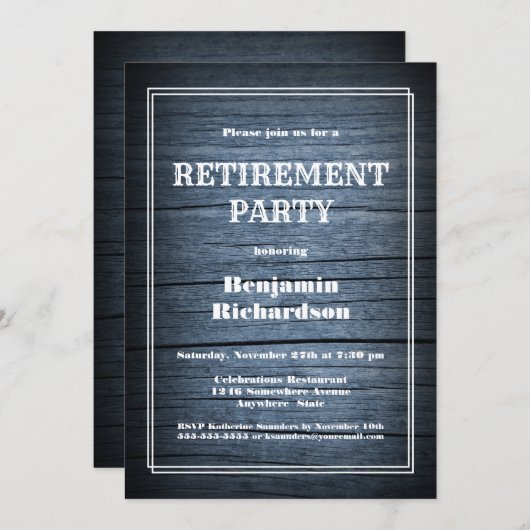 Rustikales Blauholz-Party Einladung (Vorne/Hinten)