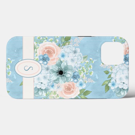 Rustikales blaurosa grünes Shabby Chic Case-Mate iPhone Hülle (Rückseite (Horizontal))