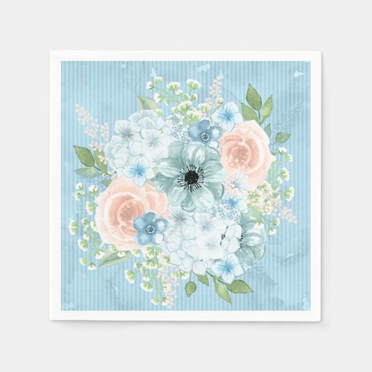 Rustikales blaurosa grünes Shabby Chic Serviette (Vorderseite)