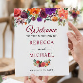 Rustikales Bloom Burgund Blume Hochzeit Begrüßungs Poster