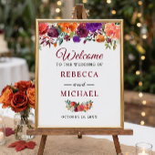 Rustikales Bloom Burgund Blume Hochzeit Begrüßungs Poster