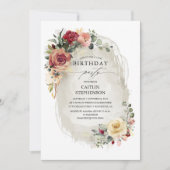 Rustikales Bloom Elegant Einladung zum Geburtstag (Vorderseite)