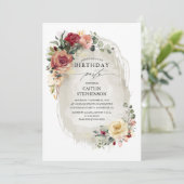 Rustikales Bloom Elegant Einladung zum Geburtstag (Stehend Vorderseite)