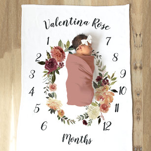 Rustikales Bloom Monthly Baby Milestone Fleecedecke