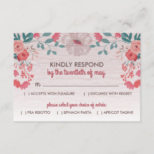 Rustikales Blossom 3,5" x 5" UAWG-Reaktionskarten RSVP Karte